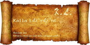 Kalla Lóránt névjegykártya